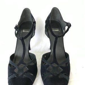 VINTAGE STUART WIETZMAN DRESS STRAPPY NAVY PUMP  SO SWEET   SZ. 7 1/2 M